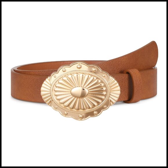 Accessories - Vintage Western Cowgirl Belt Concho Buckle Faux Leather Adjustable Boho